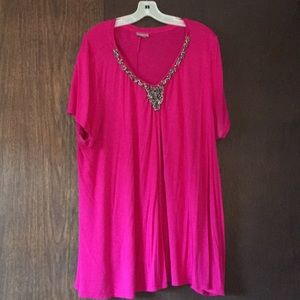 Bright pink lightweight punk beaded top